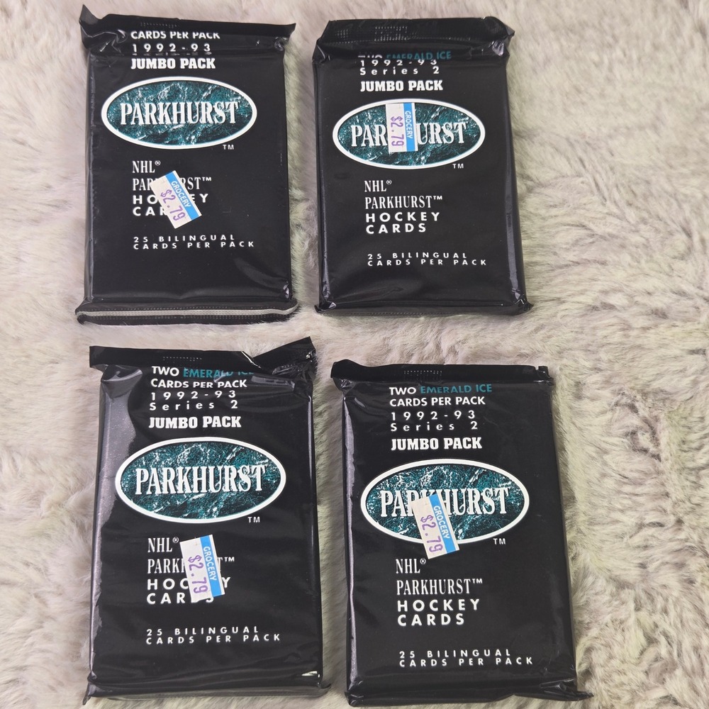 4 Pack Lot 1992-93 Parkhurst NHL Hockey Series 2 Jumbo Packs Emerald Ice Pro Set